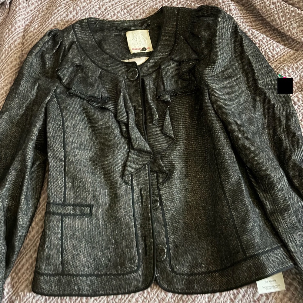 Rebecca Taylor Black and White Textured Blazer